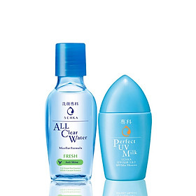 Combo chống nắng làm sạch da Senka (Perfect UV Milk 40ml + A.L.L.Clear Water Fresh 70ml)