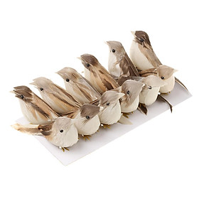 12Pc Artificial   Xmas Tree Decor Perched Woodland Birds Ornament