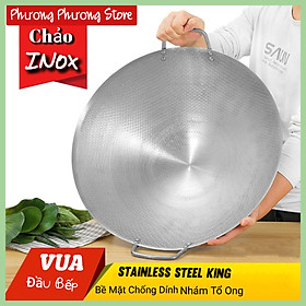 Chảo Inox Cao Cấp nhiều Size > Chảo Inox Chống Dính Tự Nhiên Bề Mặt Nhám Tổ Ong - Công Ngệ Mới