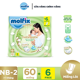 Hình ảnh Miếng lót sơ sinh Molfix Thiên nhiên Super Jumbo Newborn 2 (trên 1 tháng tuổi) - Gói 60+6 miếng