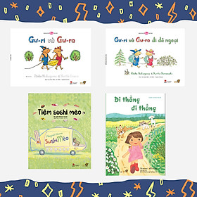 Combo 4 cuốn Tranh Truyện Ehon Chủ đề "Nhà mình cùng vào bếp" gồm : Gư-ri và Gư- ra, Gư-ri và Gư-ra đi dã ngoại, Tiệm Sushi Mèo, Đi thẳng đi thẳng