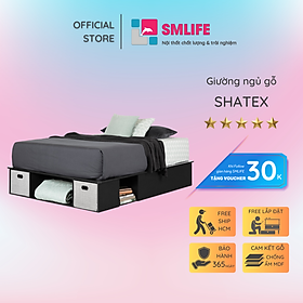 Giường ngủ cao cấp bằng gỗ cho gia đình SMLIFE Shatex