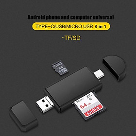 Đầu đọc thẻ nhớ tốc độ cao hai cổng USB/Micro USB/ type C 3 trong 1 tiện lợi