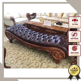Ghế đuôi giường - Ghế băng gam màu nâu chạm khắc đơn giản mang phong cách tân cổ điển sang trọng.