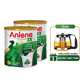 Combo 2 Sữa Bột Anlene Gold 3X Hương Vanilla (Hộp thiếc 800g) - Tặng ấm trà (mẫu ngẫu nhiên)