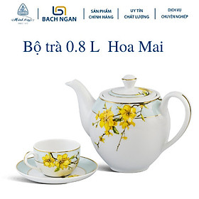 Mua Bộ Ấm Trà Minh Long Jasmine 0.8 L Camelia Hoa Đào - Hoa Mai bằng sứ  hàng đẹp cao cấp  sang Trọng đãi khách  tặng quà tết - Bộ ấm chén