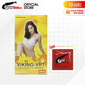 Hộp 10 cái Bao cao su Viking Vàng Trơn - Mỏng trơn kèm 1 chiếc BCS Gun