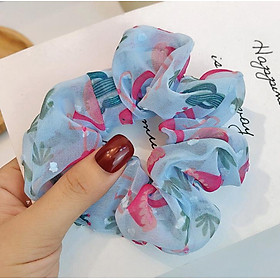 Dây buộc tóc - Scrunchies hồng hạc voan mềm dễ thương HD71