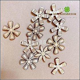 Mua Set 3 miếng gỗ hình hoa lá trang trí ️ hoa gỗ trang trí