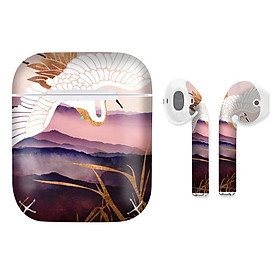 Mua Miếng dán skin chống bẩn cho tai nghe AirPods in hình chim hạc - giả sơn mài - GSM155 (bản không dây 1 và 2