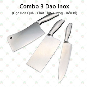 Mua  Loại Chuẩn  Bộ Dao Inox 3 Món KhoNCC Hàng Chính Hãng - Đúc Nguyên Khối - KLM-C3DI
