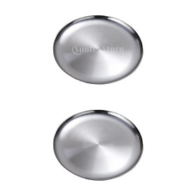 2pcs STAINLESS STEEL ROUND RICE TRAY PLATE SERVING DISH PLATTER MEAT BUFFET