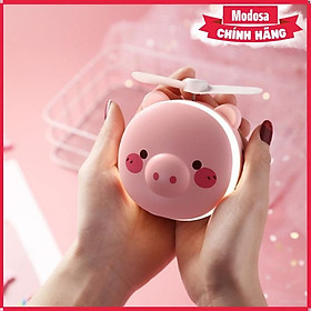 Mua Quạt Modosa Mini Cầm Tay Kèm Gương Hình Heo Ngộ Nghĩnh - Qu43 - Hàng Chính Hãng
