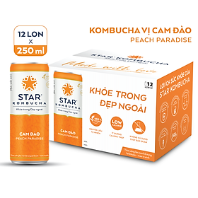 Thùng 12 lon thức uống lên men STAR KOMBUCHA Cam Đào Peach Paradise 250ml