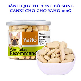 Bánh Quy Thưởng Bổ Sung Canxi Cho Chó Vị Thịt Bò Yaho Small Steamed-Bun Hộp 100g