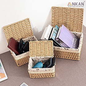 Mua Giỏ mây có nắp đựng đồ  đựng thức ăn  phụ kiện  thích hợp trang trí decor trong nhà  giúp nhà bạn và nơi làm việc gọn gàng hơn nữa