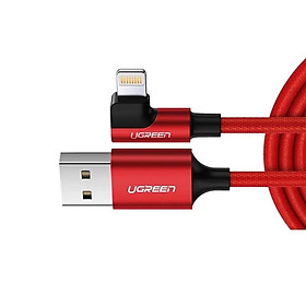 Cáp usb lightning bọc nhôm chống nhiễu góc 90 độ màu đỏ 1m Ugreen 299OL60555US Hàng chính hãng