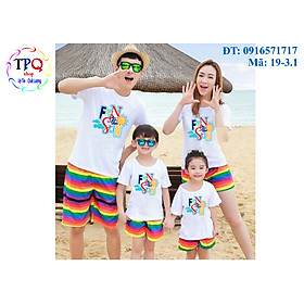 Đồ đi biển dành cho gia đình áo in họa tiết Fun in the Sun xinh xắn (giá 1 bộ gồm 1 quần + 1 áo)