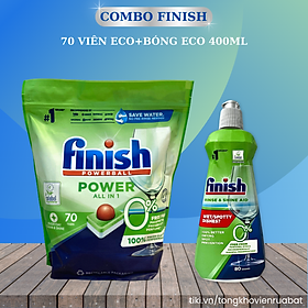 Combo Viên rửa bát Finish eco 70 viên + Nước làm bóng finish eco 400ml