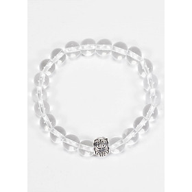 Vòng thạch anh Trắng Phối Charm Bạc (8mm)