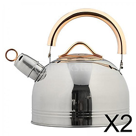 2x 3L Whistle Kettle Retro Silver W/ Handle Boiled for Gas Stove Home Household