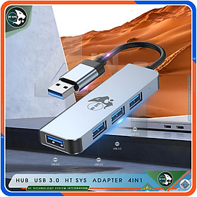 Hub Type C Và Hub USB 3.0 HT SYS Adapter 4in1 - Cổng Chia USB Mở Rộng Kết Nối Tốc Độ Cao Dành Cho Macbook, Laptop, PC - Hub Chuyển Đổi USB Type-C Hỗ Trợ Sạc Pin, Kết Nối Đa Năng ổ Cứng, Bàn Phím, Chuột, Máy In, Ổ Chia USB - Hàng Chính Hãng