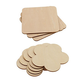 Multiple Shape MDF Unfinished Wooden Pieces Blank Plaque Craft 8 Pieces
