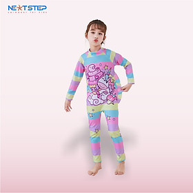 Đồ bơi trẻ em, đồ bơi bé gái liền thân dài tay quần dài full body chống nắng bao gồm nón bơi họa tiết kỳ lân cho bé đến 30kg