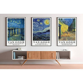 Bộ 3 tranh treo tường Van gogh tone xanh dương, tranh canvas treo tường hiên đại