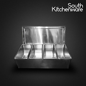 Hộp đựng gia vị vỏ inox + ruột inox 4 ngăn