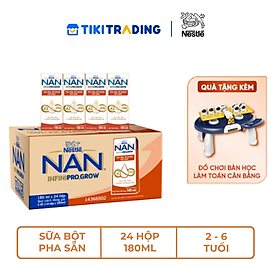Thùng 24 hộp sữa pha sẵn Nestle NAN INFINIPRO GROW kết hợp A2, HMO hỗ trợ tiêu hóa, đề kháng & phát triển thể chất 180ml