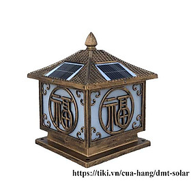 Đèn trụ cổng vuông chữ Phúc năng lượng mặt trời DMT-TC12 (MẪU 1)