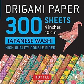 Sách - Origami Paper - Japanese Washi Patterns- 4 inch (10cm) 300 sheets :  by Tuttle Publishing (US edition, paperback)