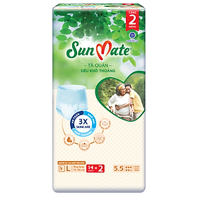 [Mẫu mới] Tã quần SunMate siêu khô thoáng G1 mới size L-14+2 miếng