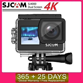 SJCAM Action Camera SJ4000 Dual Screen 4K 30PFS 4x Zoom WIFI Motorcycle Bicycle Helmet Waterproof Cam Sports Video DV Cameras Color: Black