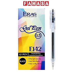 Hộp 12 Bút Gel Bấm 0.5 mm - Eras E142 - Mực Đen