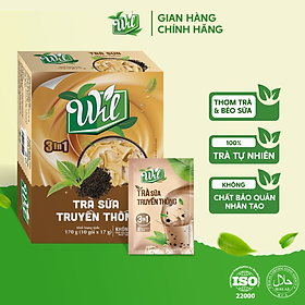 Trà sữa hòa tan vị truyền thống WIL bổ sung năng lượng thư giãn hộp 170g (10 gói x 17g)