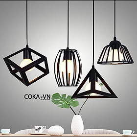 Mua Đèn thả trần hiện đại kiểu dáng hình học trang trí quán cà phê-trà sữa-cửa hàng TCF013 thân hợp kim đen