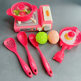 Đồ chơi đồ hàng nhựa an toàn nhựa abs, bộ đồ chơi nấu ăn có bếp gas 2 màu siêu xinh - quà tặng hấp dẫn cho bé