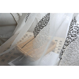 Rèm Voan Thêu Họa Tiết Lá Trang Trí Phong Khách , Phòng Ngủ - Rèm Phong Cách Châu Âu