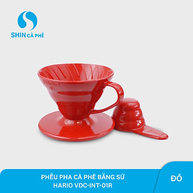 Mua SHIN Cà phê - Phễu sứ lọc cà phê Hario Dripper 1 cup - Đỏ (Kèm muỗng đo lường)