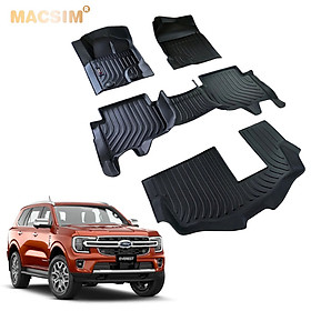 Thảm lót sàn xe ô tô Ford Everest 2016-2021 Nhãn hiệu Macsim chất liệu nhựa TPE cao cấp màu đen