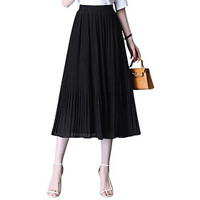 Chân Váy Xếp Ly, Váy Đen Dáng Dài Midi 75cm, Mẫu Dập Ly 45-58kg Mặc Vừa, Thời Trang Công Sở