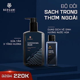 Combo Sữa tắm nam hương nước hoa Bergami Shocking Man + Dung dịch vệ sinh nam Bergami