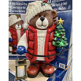 Gấu ông già Noel 2025 cầm đèn và cây thông LED lấp lánh Hàng chính hãng