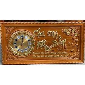 Mua Tranh đồng hồ treo tường khắc chữ cha mẹ bằng gỗ gõ đỏ kt 41×81×4cm