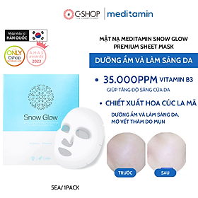 Mặt nạ dưỡng ẩm và làm sáng da, mờ vết thâm meditamin Snow Glow Premium Sheet Mask