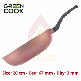 Chảo đúc chống dính men đá ceramic đáy từ Green Cook GCP05-IH màu hồng công nghệ 7 lớp chống dính Hàn Quốc