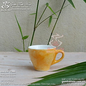 Mua Ly tách sứ uống cafe espresso 70ml men vân đá màu vàng cam Gốm sứ Bát Tràng cao cấp