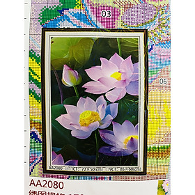 Mua Tranh thêu kín chữ thập Hoa sen AA2080  kích thước 72 x 50 cm